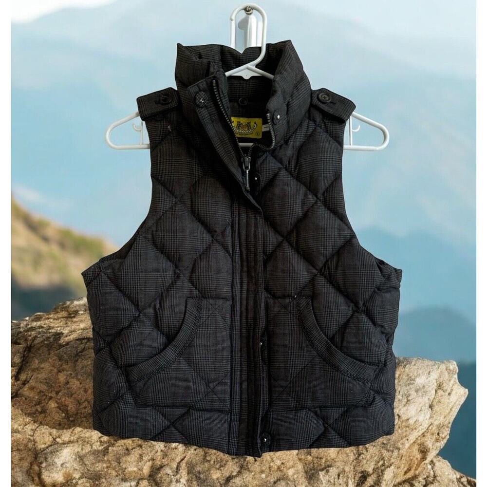 Vintage Y2K Juicy Couture wool blend plaid ruffle down‎ puffer vest Size 4 S